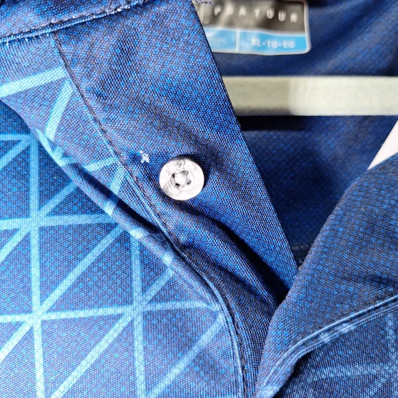 PGA Tour Geometric Blue Polo Shirt - Picture 5 of 7